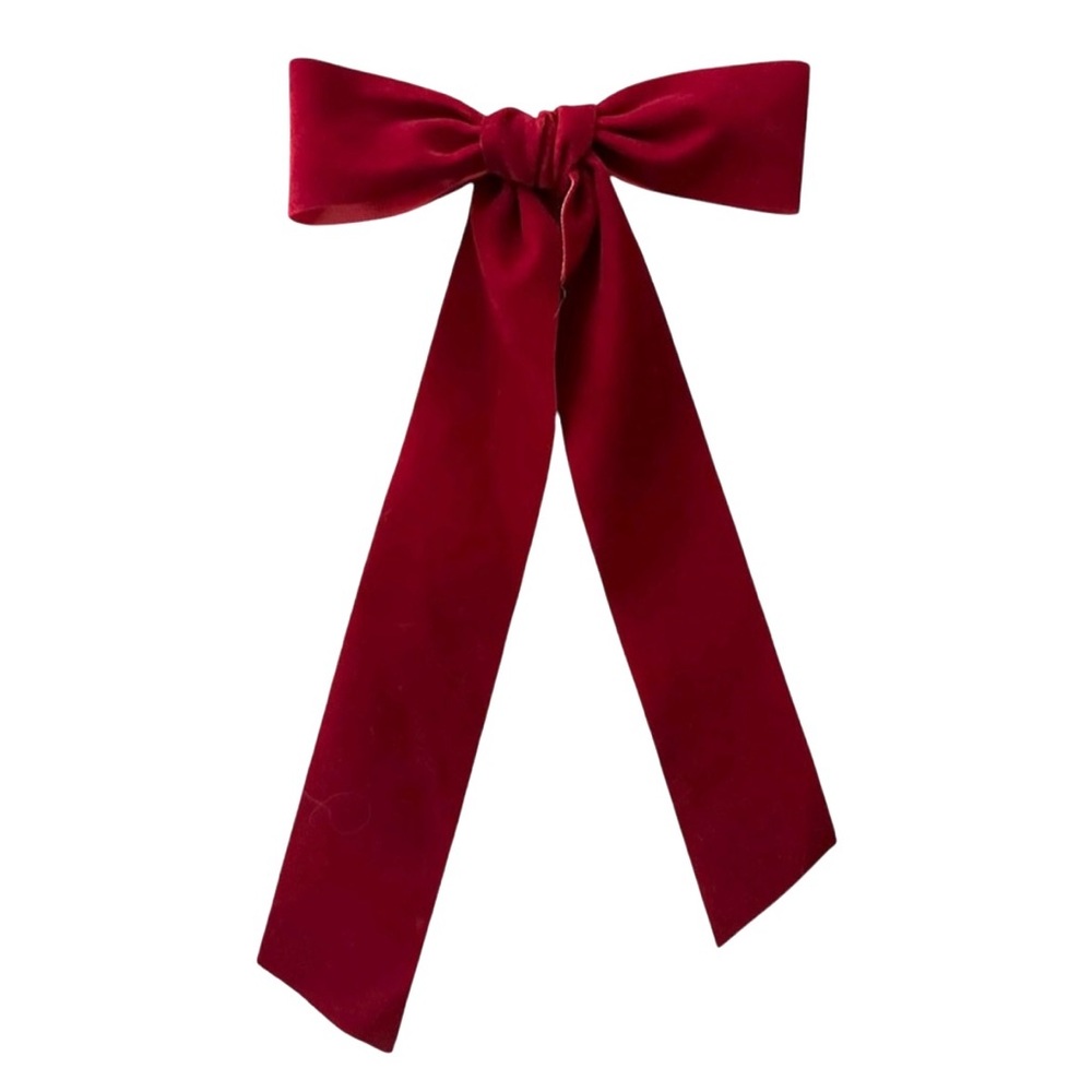 Large Red Velvet Bow Hair Clip NEW
